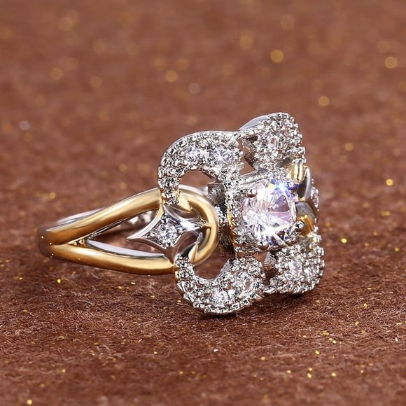 NEW Vintage Gold Round Diamond Art Deco Ring - Picture 3 of 12